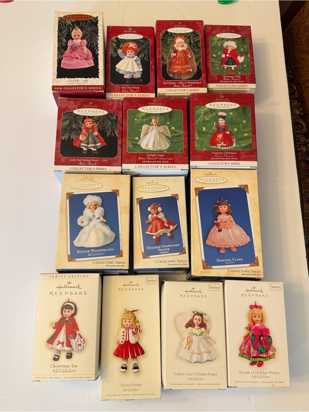 Lot of 14 Vintage Hallmark Keepsake Madame Alexander Ornaments in Original Boxes